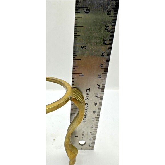 Set of 2 VTG Brass Stand Candle Holder Planter Sphere Holder Gold - Picture 3 of 7